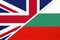 United Kingdom vs Bulgaria national flag from textile. Relationship between two european countries