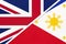 United Kingdom vs Philippines national flag from textile. Relationship between two european and asian countries