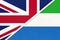 United Kingdom vs Sierra Leone national flag from textile. Relationship between two European and African countries