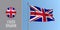 United Kingdom waving flag on flagpole and round icon vector illustration