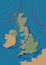 United Kingdom. Weather map of the Great Britain. Meteorological forecast. Editable vector illustration of a generic map
