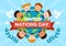 United Nations Day Celebration Vector Illustration on 24 October with Kids Public Service and Earth Background in Flat Cartoon