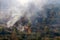 A United Nations helicopter extinguishes a fire on the Israel-Lebanon border