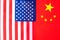 United state of America against China flags. Sanctions, war, conflict, Politics and relationship concept