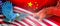 United States of America and China on trade, economics, taxes, business conflicts, finance, and power. Flags USA and Chinese flags