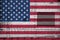 United States of America flag depicted on side part of military armored tank closeup. Army forces conceptual background