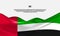 United States of America flag design. Waving USA flag made of satin or silk fabric.United Arab Emirates flag design. Waving UAE fl