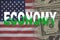 United States of america flag with US currency superimposed, economy with green graph going high good sign