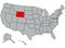 United States of America map. Highlighted in red state Wyoming. Vector illustration in gray with USA silhouette. The image of the