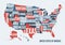 United States of America map print poster design.