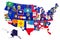 United States of America map with state flags, 3D rendering