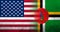 United States of America national flag with Commonwealth of Dominica National. Grunge background