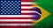 United States of America national flag with National flag of Brazil . Grunge background