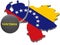 United States of America sanctions against Venezuela, flag and emblem. 3d illustration. Isolated on white background.