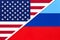 United States of America or USA and Luhansk People`s Republic or LNR, symbol of two national flags from textile