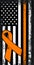 United States awareness concept. No one fights alone Childhood Cancer awareness month concept with American flag and orange ribbon