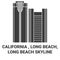 United States, California , Long Beach, Long Beach Skyline travel landmark vector illustration