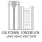 United States, California , Long Beach, Long Beach Skyline travel landmark vector illustration