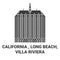 United States, California , Long Beach, Villa Riviera travel landmark vector illustration