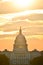 United States Capitol building silhouette at sunrise, Washington DC