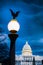 United States Capitol Building with street light with American eagle in the foreground