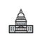 United States Capitol, famous American buildings flat color line icon.