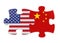 United States and China Puzzle Pieces Isolated