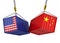 United States and China Puzzle Pieces Isolated