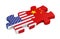 United States and China Puzzle Pieces Isolated