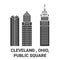 United States, Cleveland , Ohio, Public Square travel landmark vector illustration