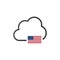 United States Cloud Domain Server or storage. VPN concept. US flag