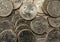 United States Coins quarters in a pile, poverty, riches, savings