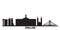 United States, Dallas city skyline isolated vector illustration. United States, Dallas travel black cityscape