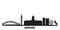 United States, Denver city skyline isolated vector illustration. United States, Denver travel black cityscape