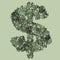 United States dollar sign made of bubbles