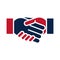 United States elections, candidates handshake, political election campaign flat icon design