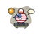 United states flag badge character illustration ride a skateboard