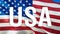 United States flag Closeup USA Full HD image waving in wind. National 3d United States flag waving, 3d rendering. Sign of USA