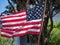 United States flag flowing in the wind by a flagbearer