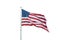 United States flag on a pole waving isolated on white background