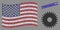 United States Flag Stylization of Cogwheel and Grunge Progress... Stamp