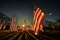 United States Flags with shadows and sun burst