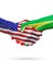 United States Guyana and flags concept cooperation, business, sports competition