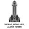 United States, Hawaii, Honolulu, Aloha Tower travel landmark vector illustration