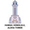 United States, Hawaii, Honolulu, Aloha Tower travel landmark vector illustration