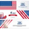 United States Independence Day Holiday 4 July Horizontal Banners Set