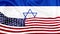 United states and Israel flags on silk texture