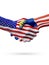 United States and Malaysia flags concept cooperation, business, sports competition