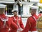 United States Marine Corps drumline practicing before marching in a parade