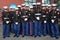 United States Marines at Billie Jean King National Tennis Center before unfurling the American flag prior US Open 2014 women final